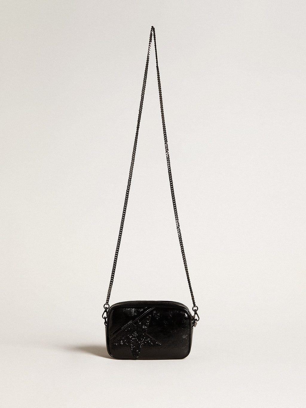 Mini Star Bag in black leather with Swarovski crystal star| Golden Goose