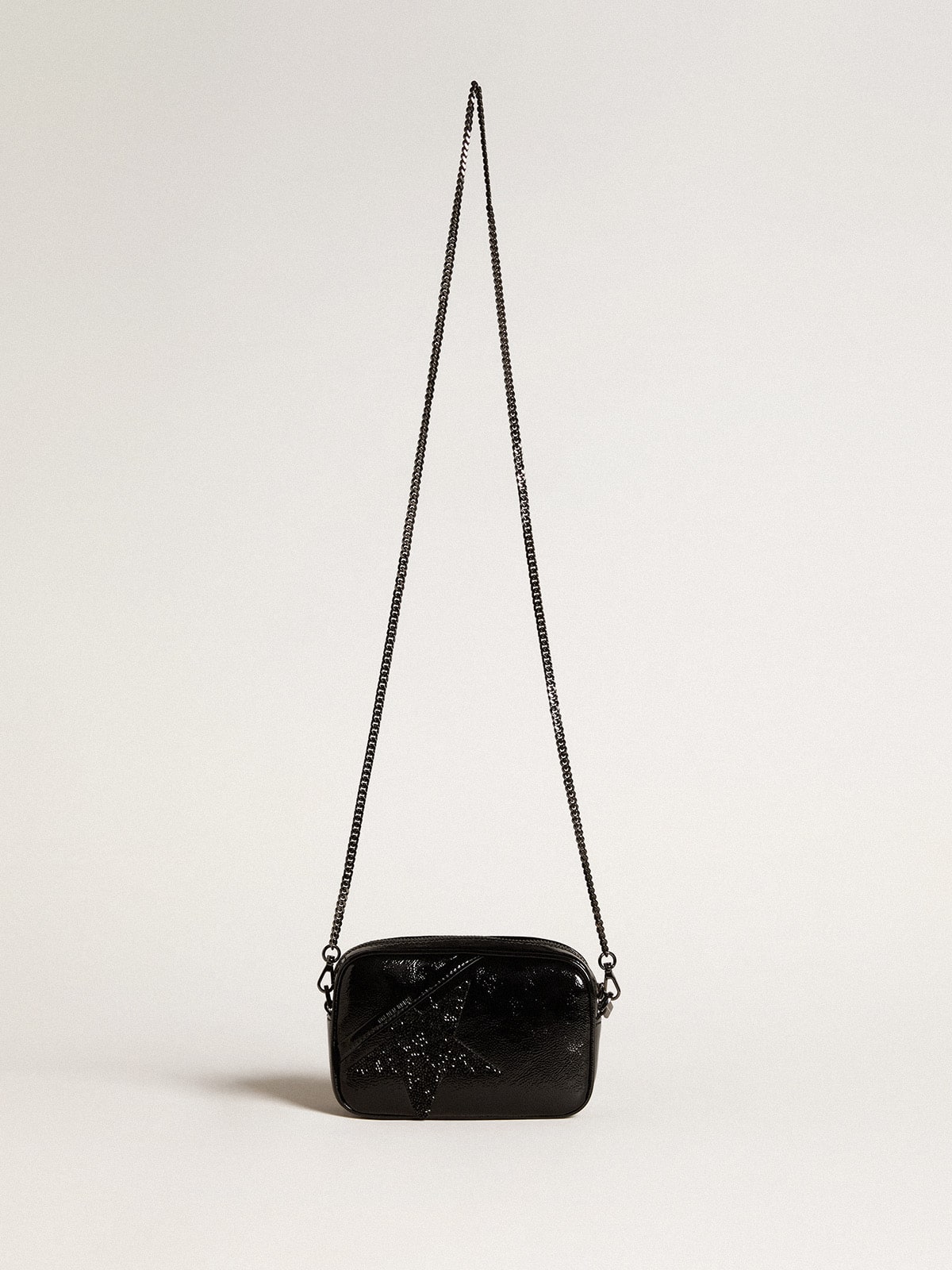 Mini Star Bag in black leather with Swarovski crystal star| Golden Goose