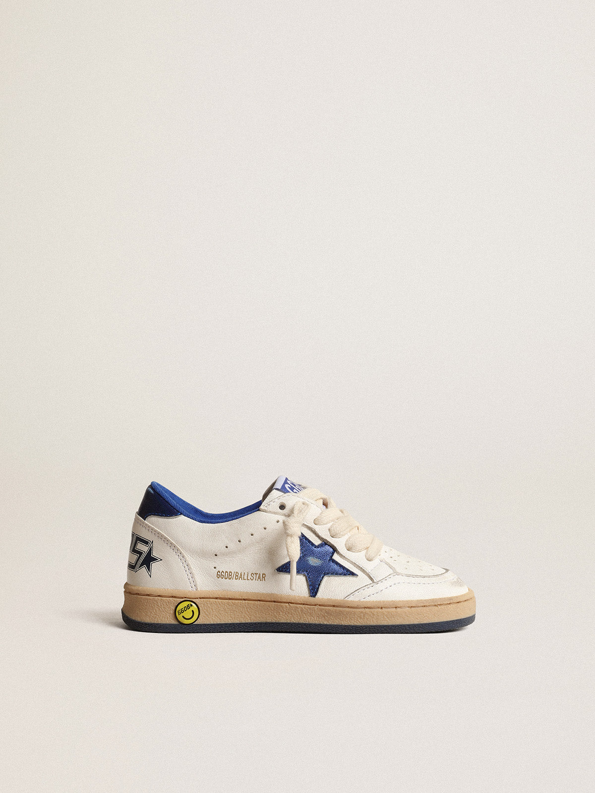 Ball Star Junior with blue metallic leather star and heel tab| Golden Goose