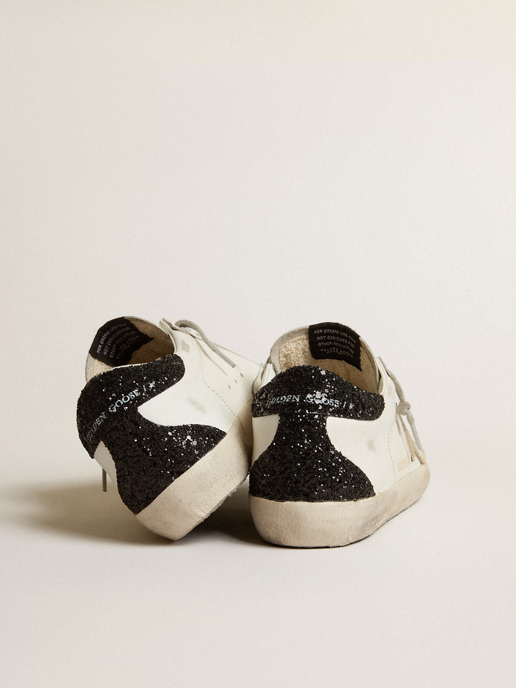 Super-Star with gold star and black glitter heel tab| Golden Goose