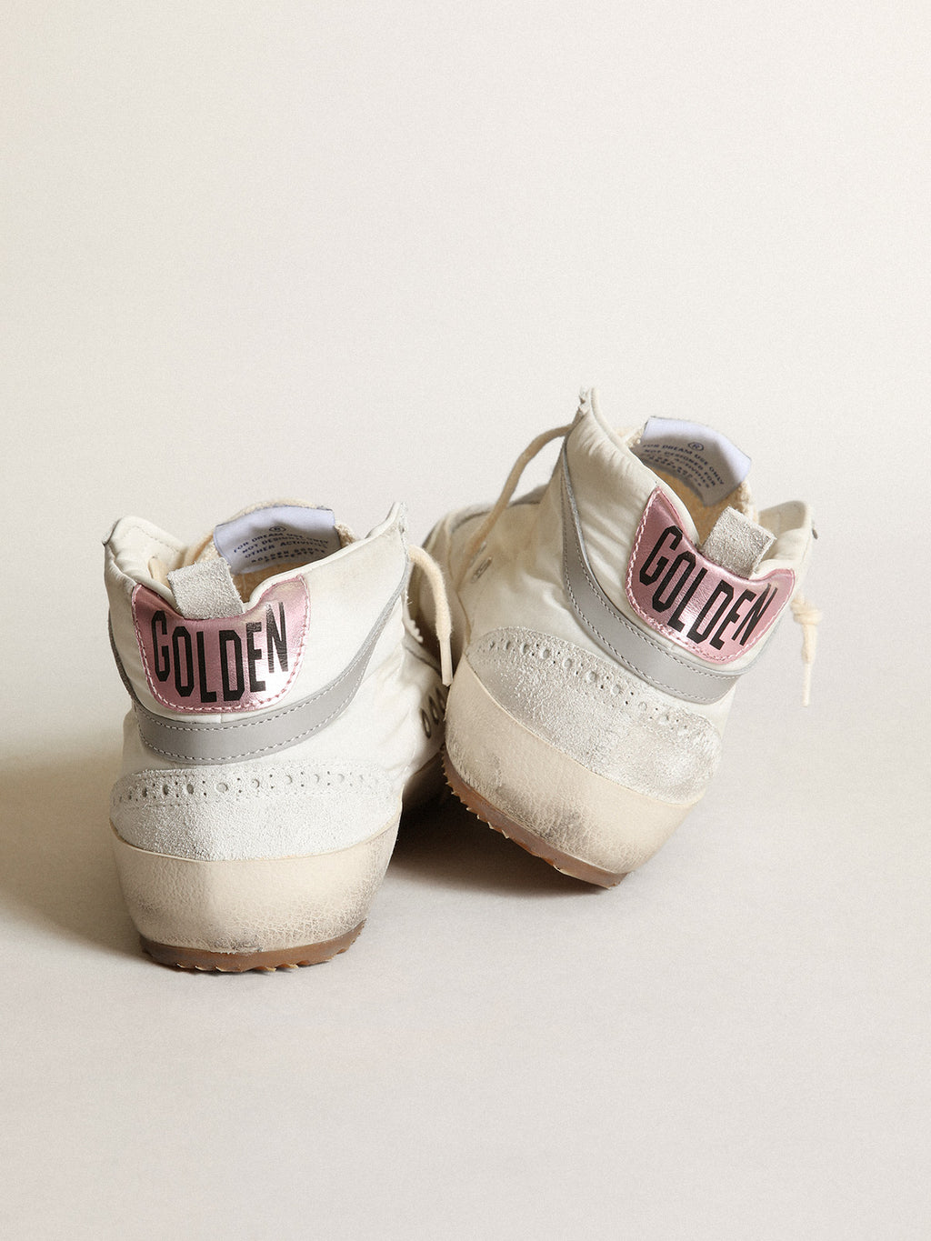 Women's Mid Star LTD in white nylon with leopard print pony skin star| Golden Goose