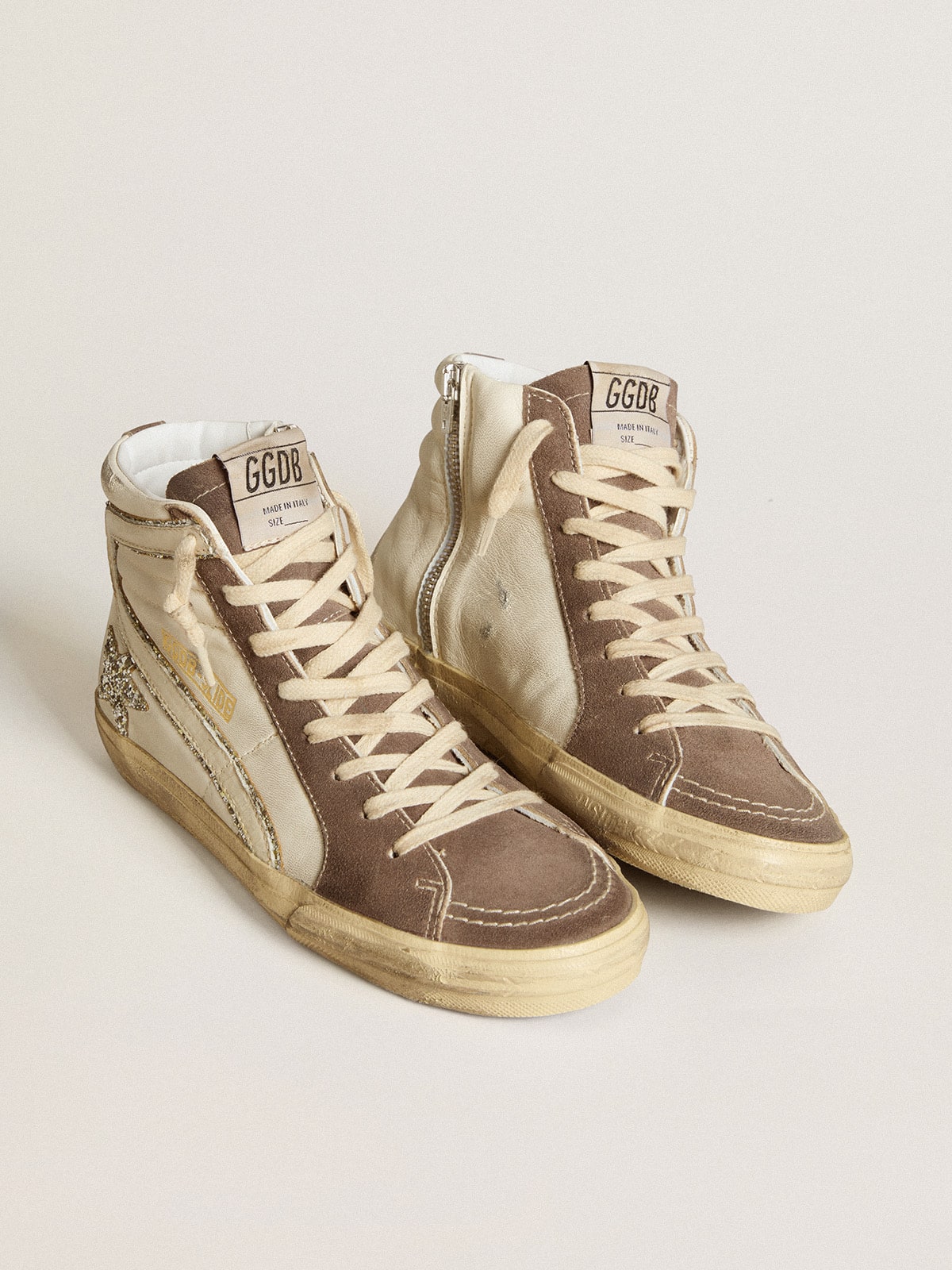 Slide in nappa with glitter star and patent leather flash| Golden Goose