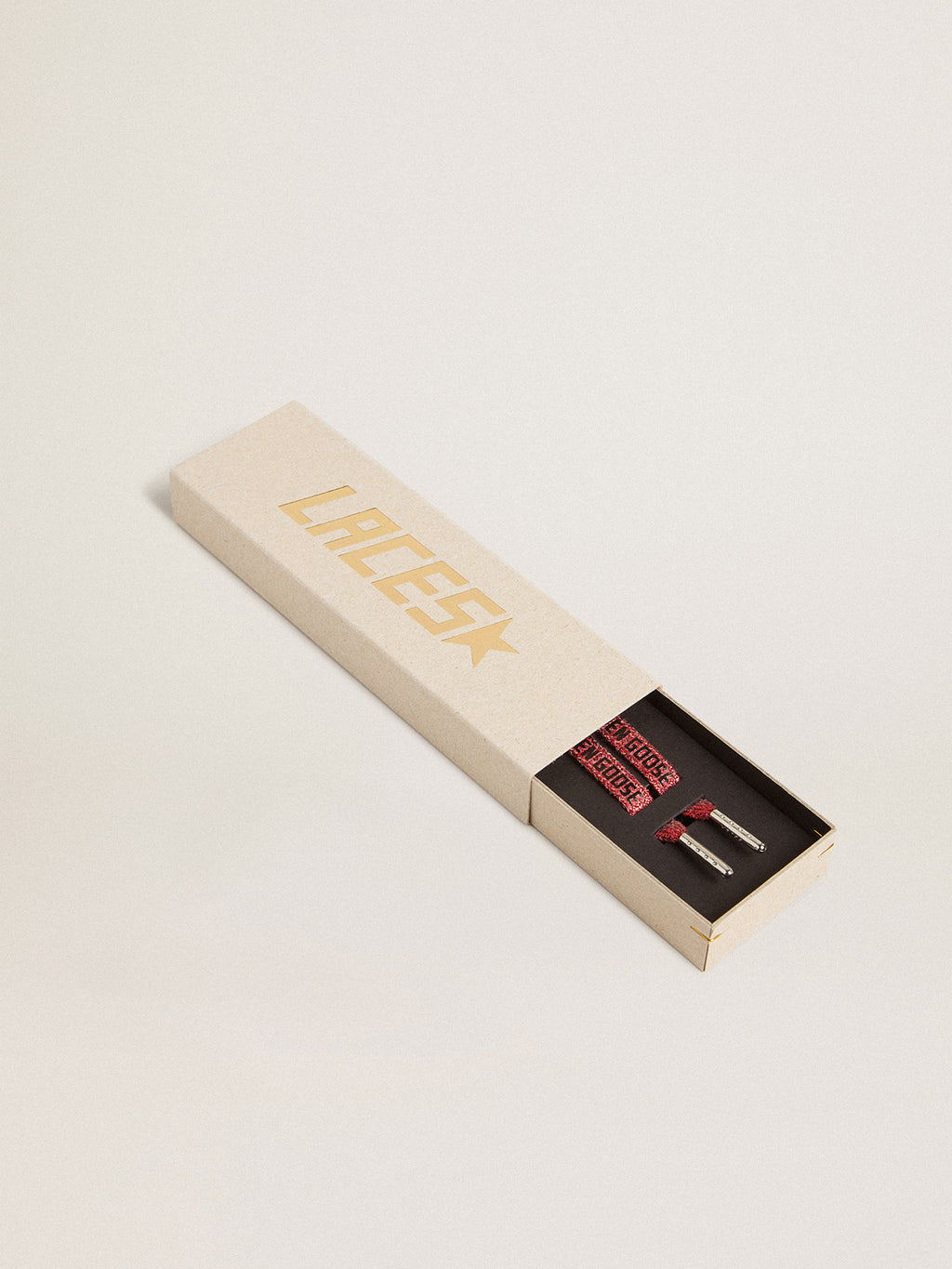 Red Lurex laces with contrasting black logo| Golden Goose