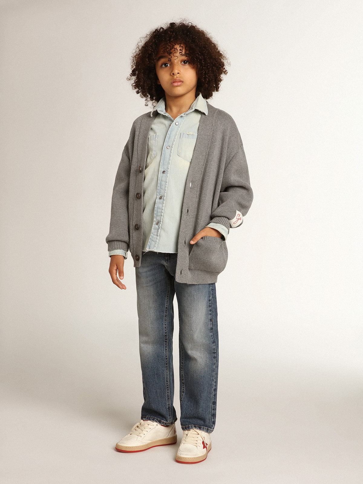 Boys' stretch jeans in blue denim| Golden Goose