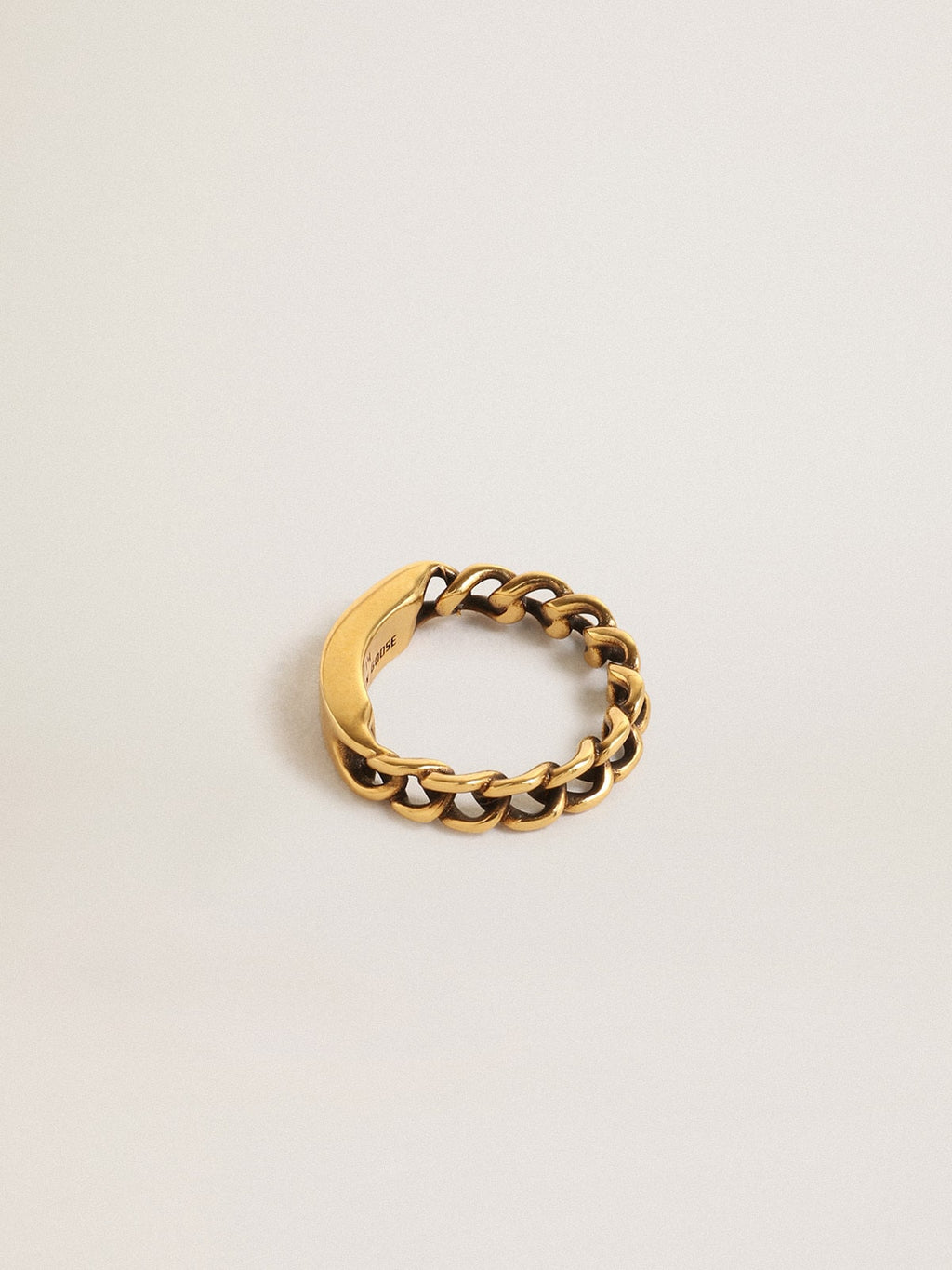 Ring in antique gold color with regular links| Golden Goose