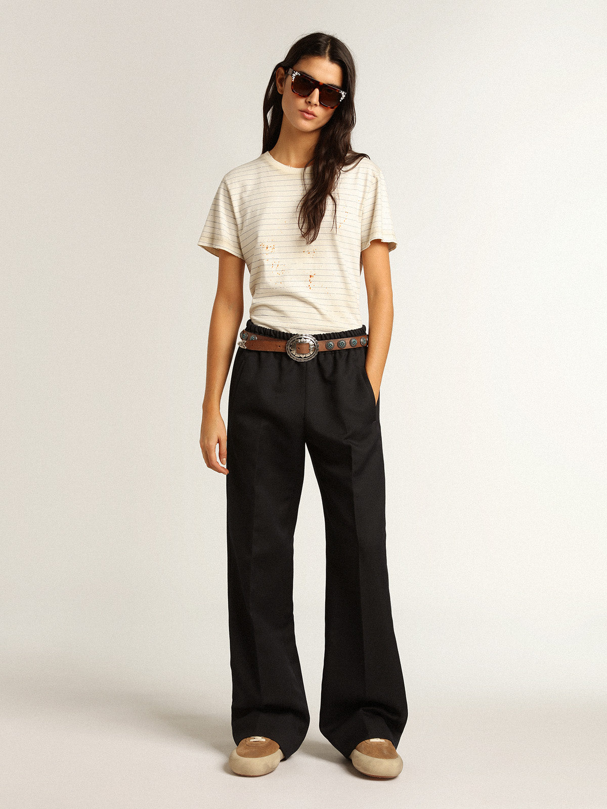 White T-shirt with vintage notebook effect| Golden Goose