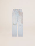 Women's bleached jeans with cabochon crystals| Golden Goose