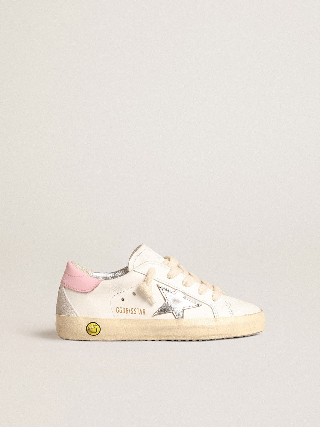 Super-Star Young with silver leather star and pink heel tab| Golden Goose