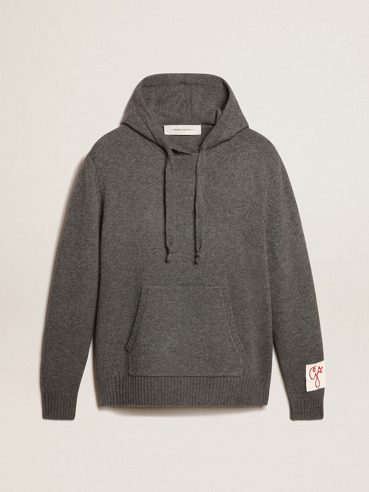 Women's gray cashmere blend sweatshirt with hood| Golden Goose