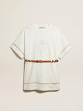 White cotton T-shirt dress with belt| Golden Goose