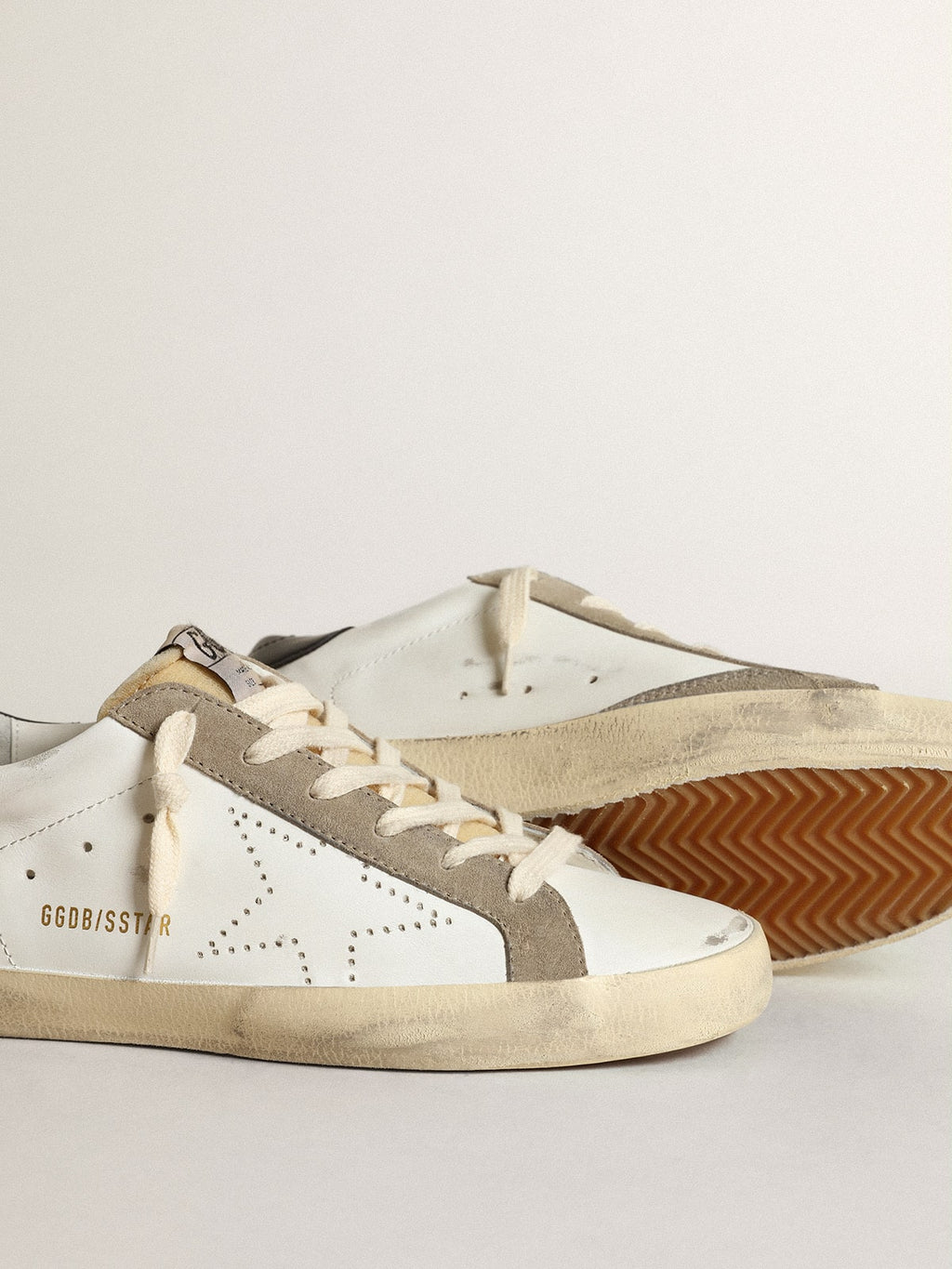 Women's Super-Star with perforated star and midnight blue heel tab| Golden Goose