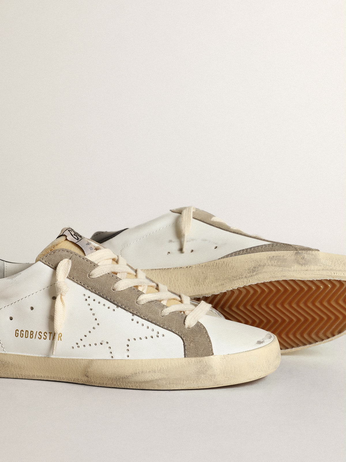Women's Super-Star with perforated star and midnight blue heel tab| Golden Goose