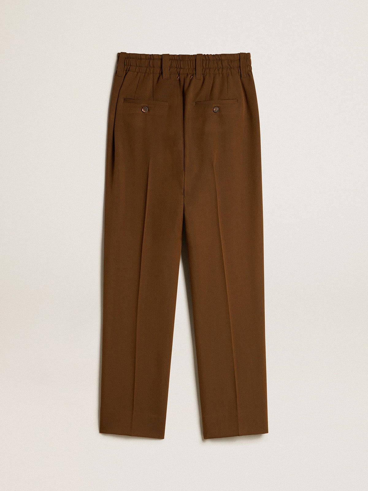 Beech-colored pants in wool and viscose blend| Golden Goose