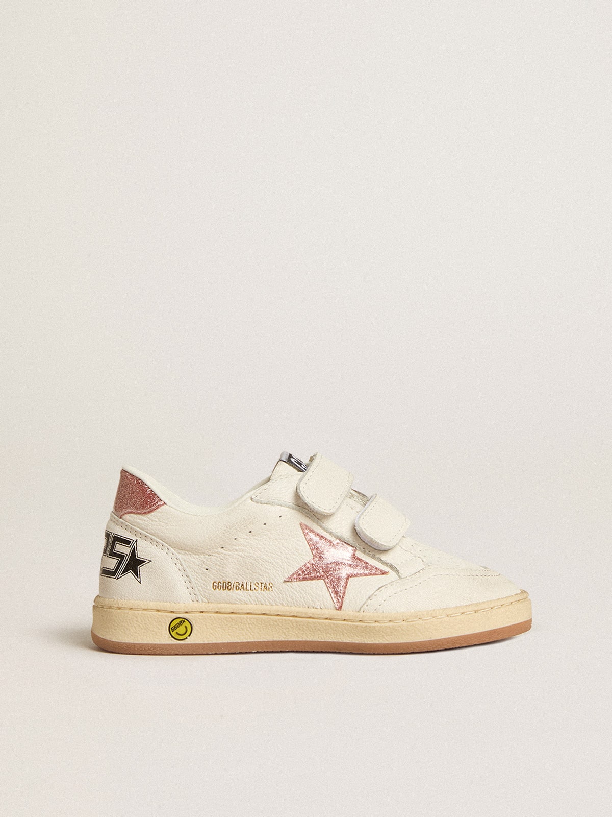Ball Star Young in nappa with peach-pink glitter star and heel tab| Golden Goose
