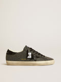 Men's Super-Star in black Swarovski crystals with black suede star| Golden Goose