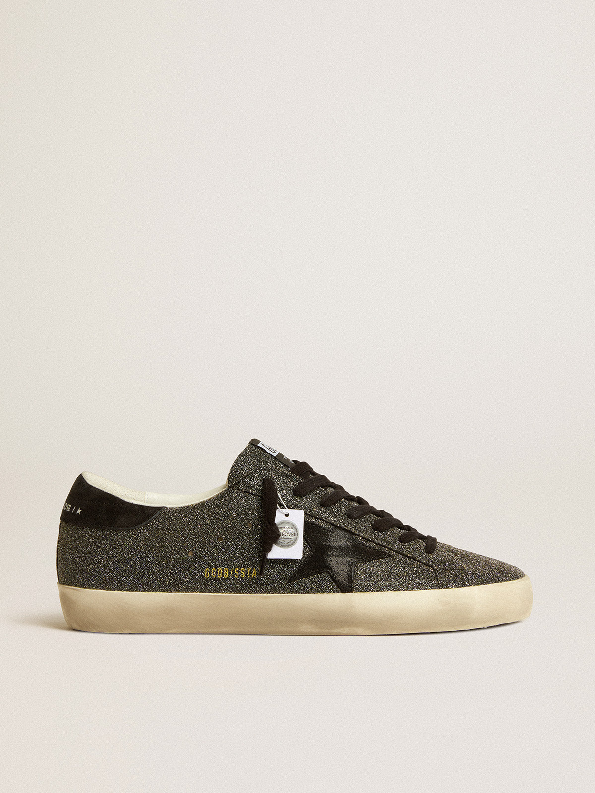 Men's Super-Star in black Swarovski crystals with black suede star| Golden Goose