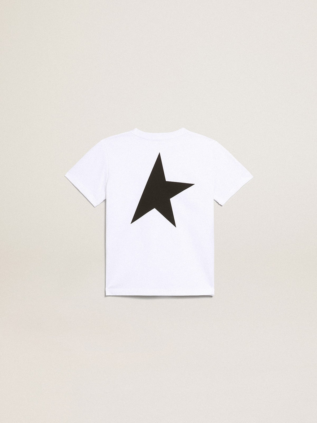 White T-shirt with contrasting black logo and star| Golden Goose