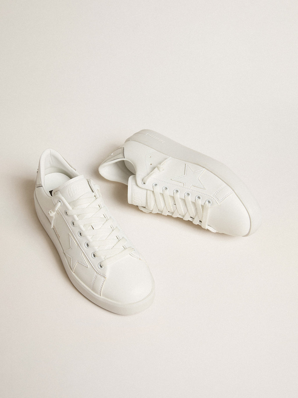 Women's bio-based Purestar with white star and mirror-effect heel tab| Golden Goose