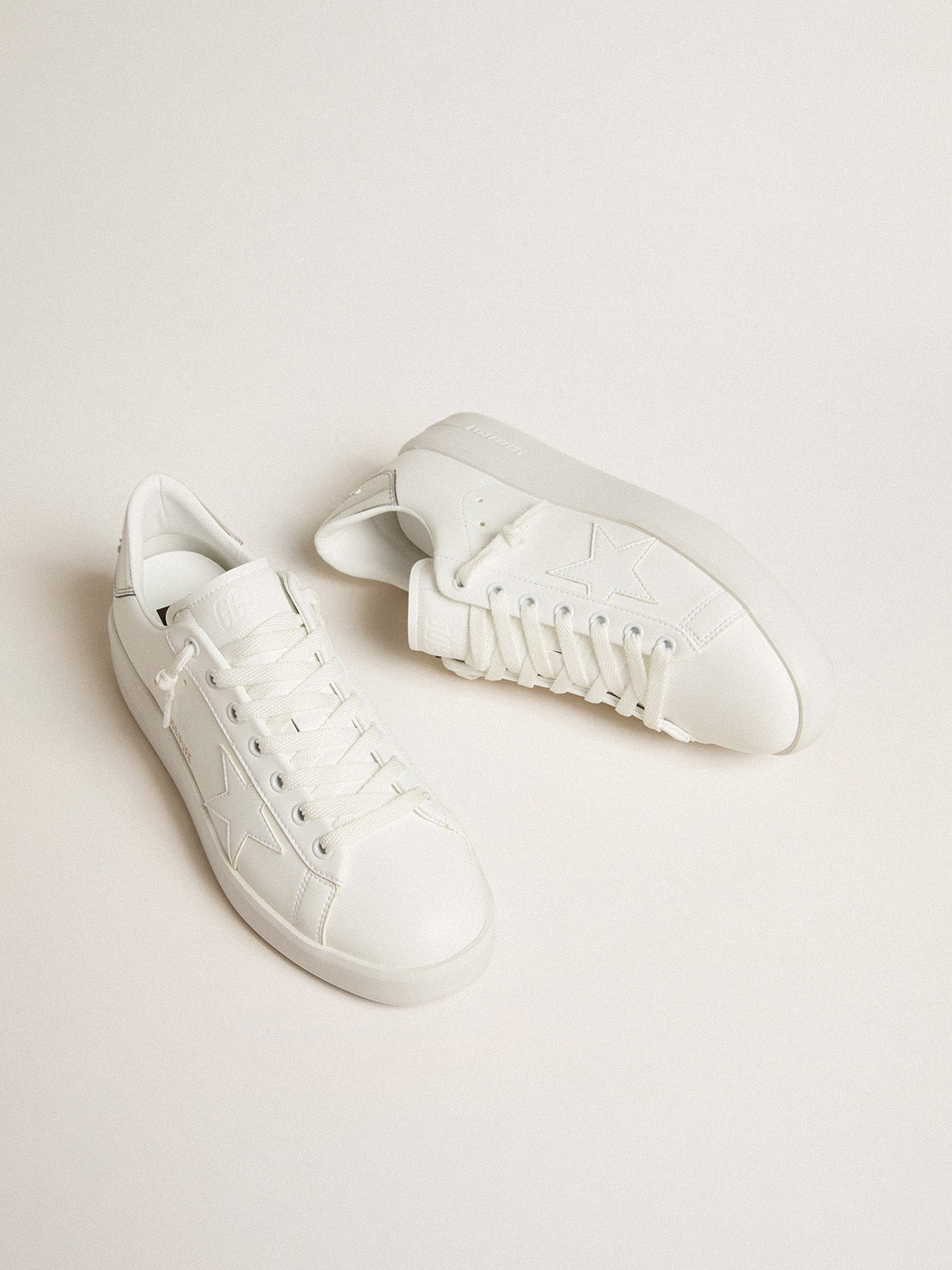 Women's bio-based Purestar with white star and mirror-effect heel tab| Golden Goose