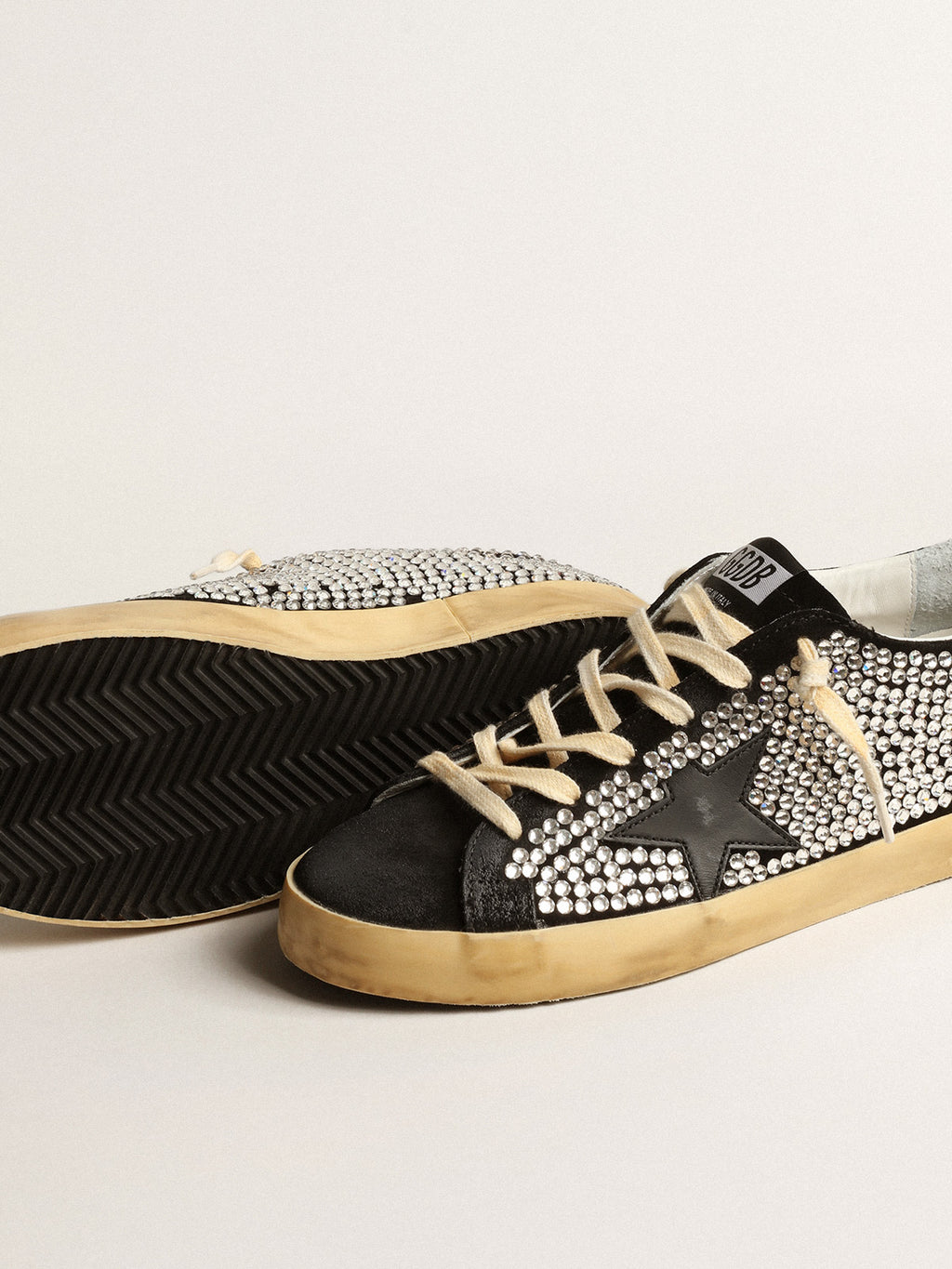 Super-Star LTD with Swarovski crystals and black leather star| Golden Goose