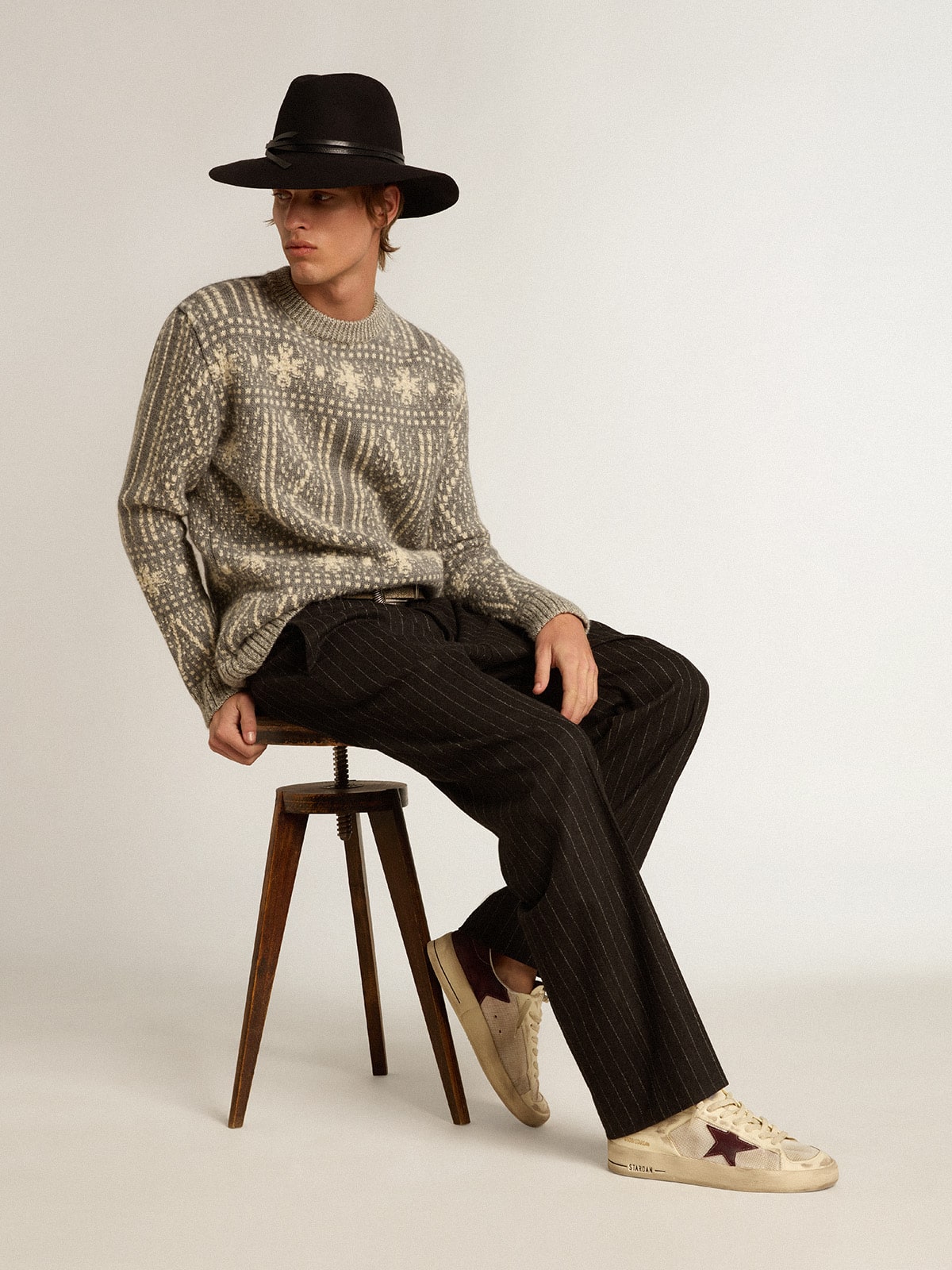 Stardan in nappa and mesh with wine-red suede star and heel tab| Golden Goose