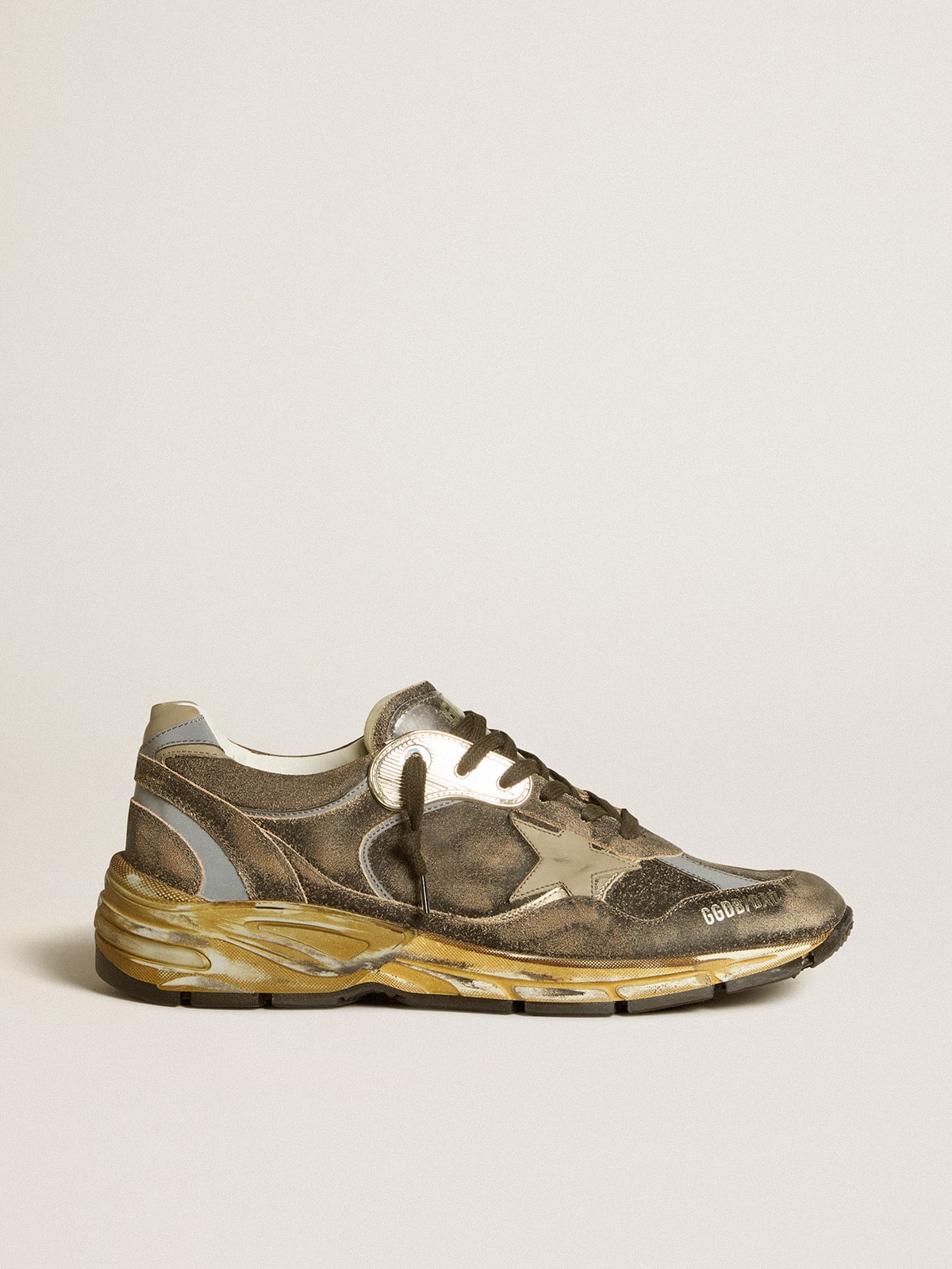 Men's Dad-Star in suede and nylon with khaki leather star and heel tab| Golden Goose
