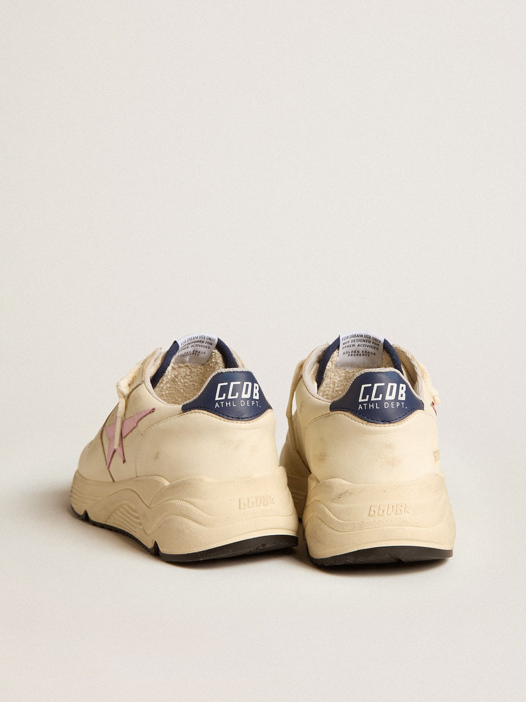 Women's Running Sole in nappa leather with pink leather star and blue leather heel tab| Golden Goose