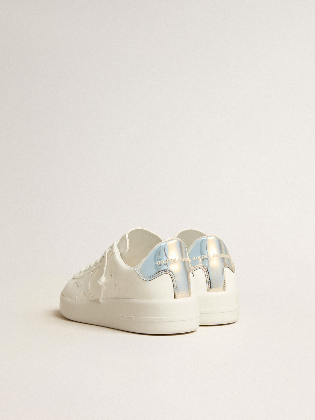 Men's bio-based Purestar with white star and mirror-effect heel tab| Golden Goose