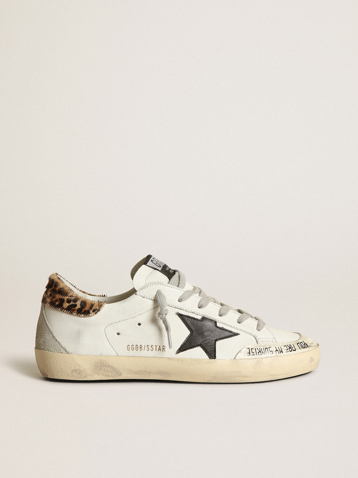 Super-Star with black leather star & leo-print pony skin heel tab| Golden Goose