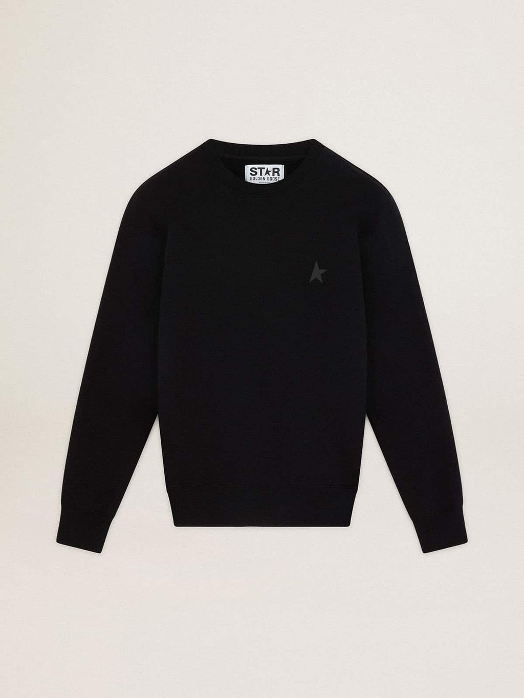 Black Archibald Star Collection sweatshirt with tone-on-tone star on the front| Golden Goose
