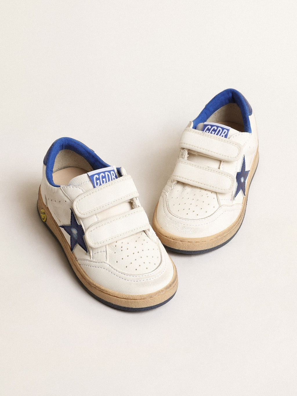 Ball Star Junior with blue metallic leather star and heel tab| Golden Goose