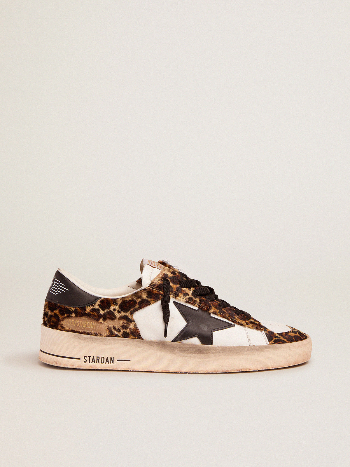 Stardan sneakers in leopard-print pony skin and black star| Golden Goose