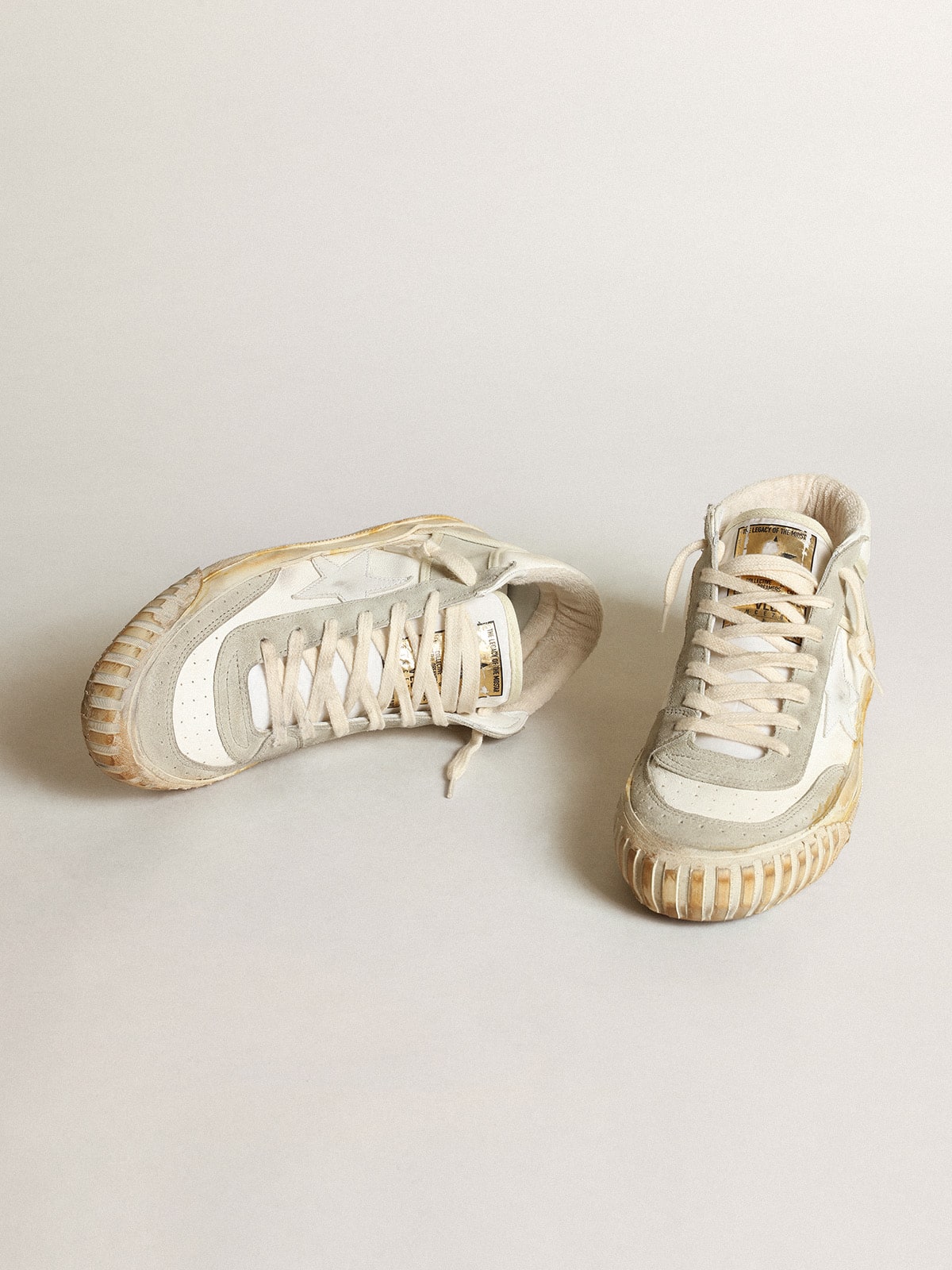 Men's Mid Star with ice-gray suede inserts and white star| Golden Goose