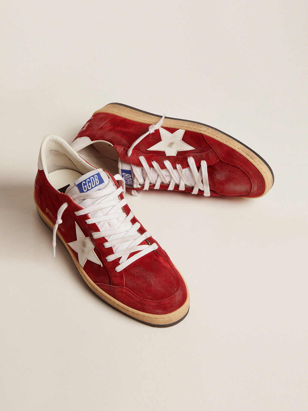 Men's Ball Star in dark red suede with white star and heel tab| Golden Goose