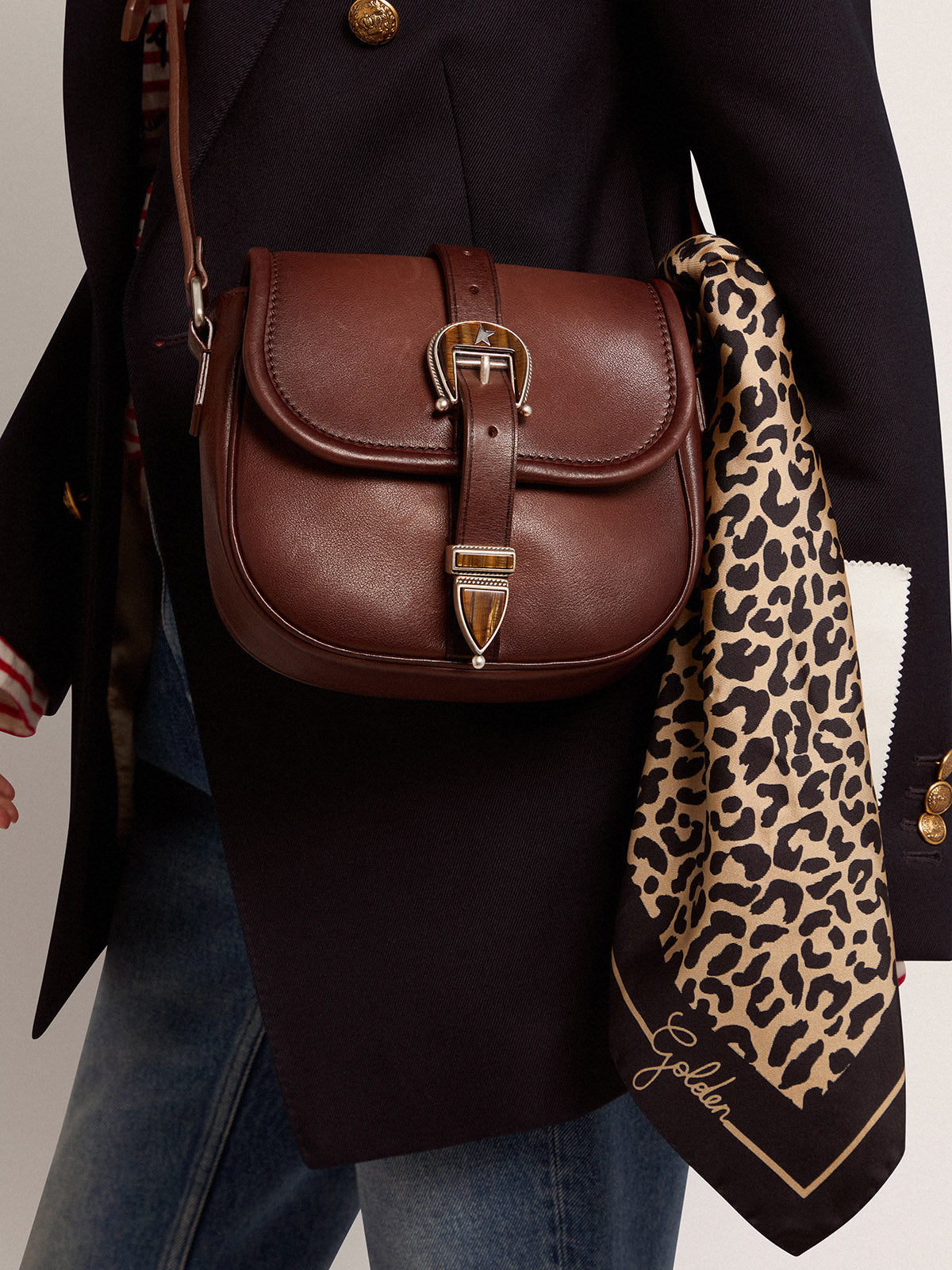 Women's small Rodeo Bag in dark tan leather| Golden Goose