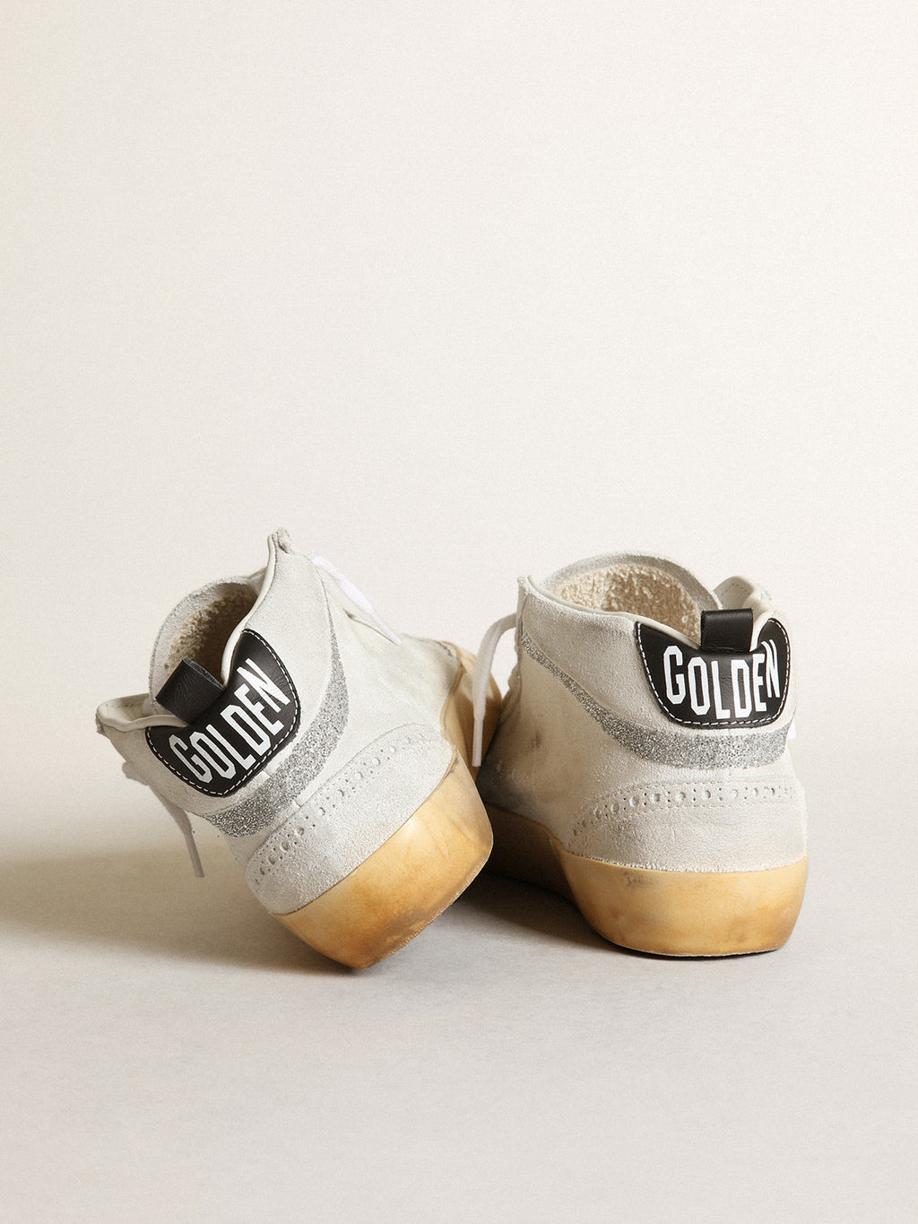 Women's Mid Star in white suede with star and Swarovski flash| Golden Goose