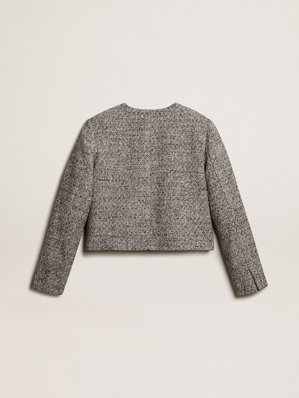 Boxy cropped jacket in gray bouclé fabric