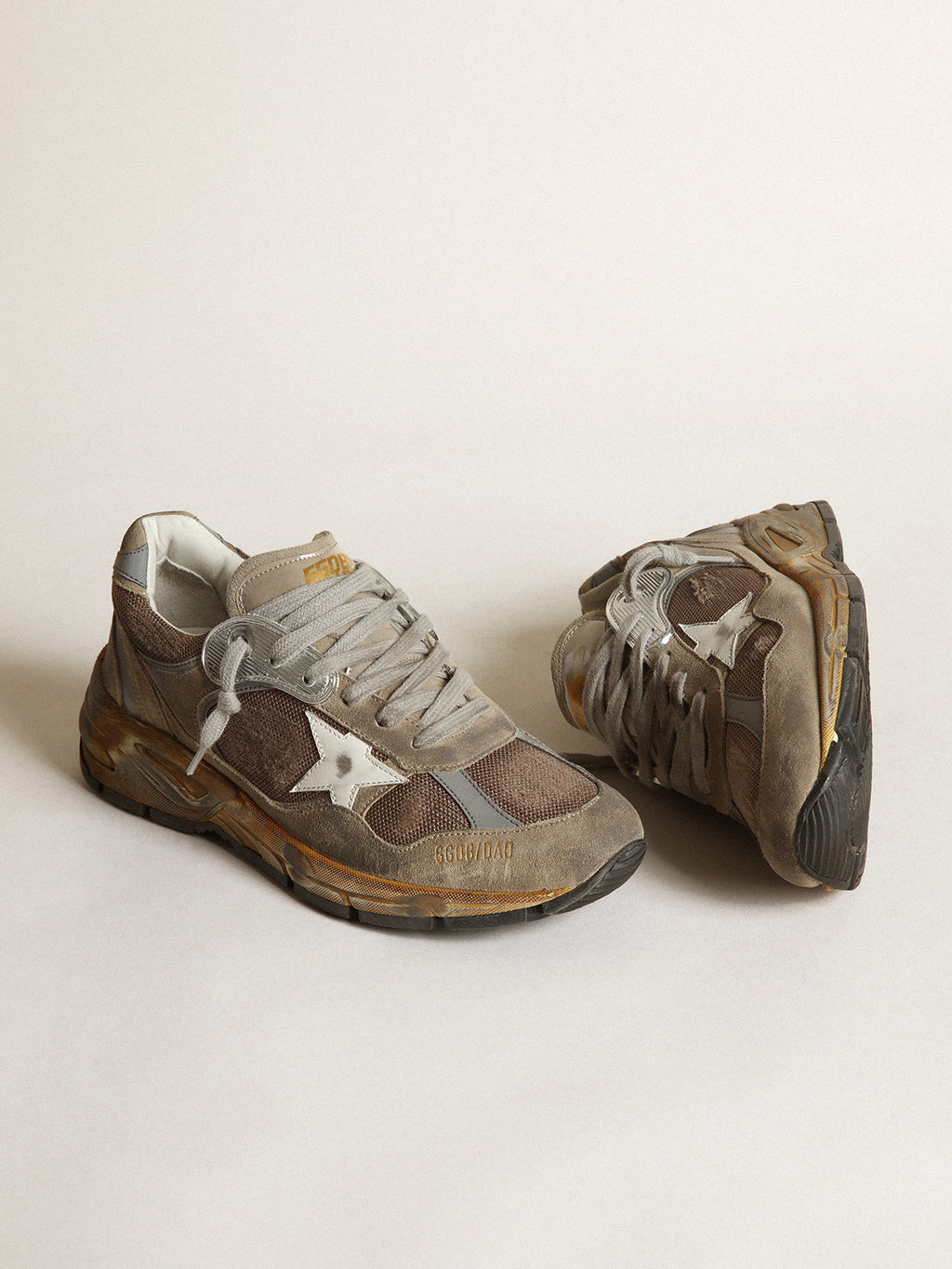 Women's Dad-Star in dove gray mesh and suede| Golden Goose