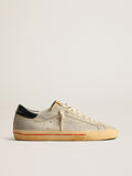 Super-Star in gray nubuck with perforated star and blue heel tab| Golden Goose