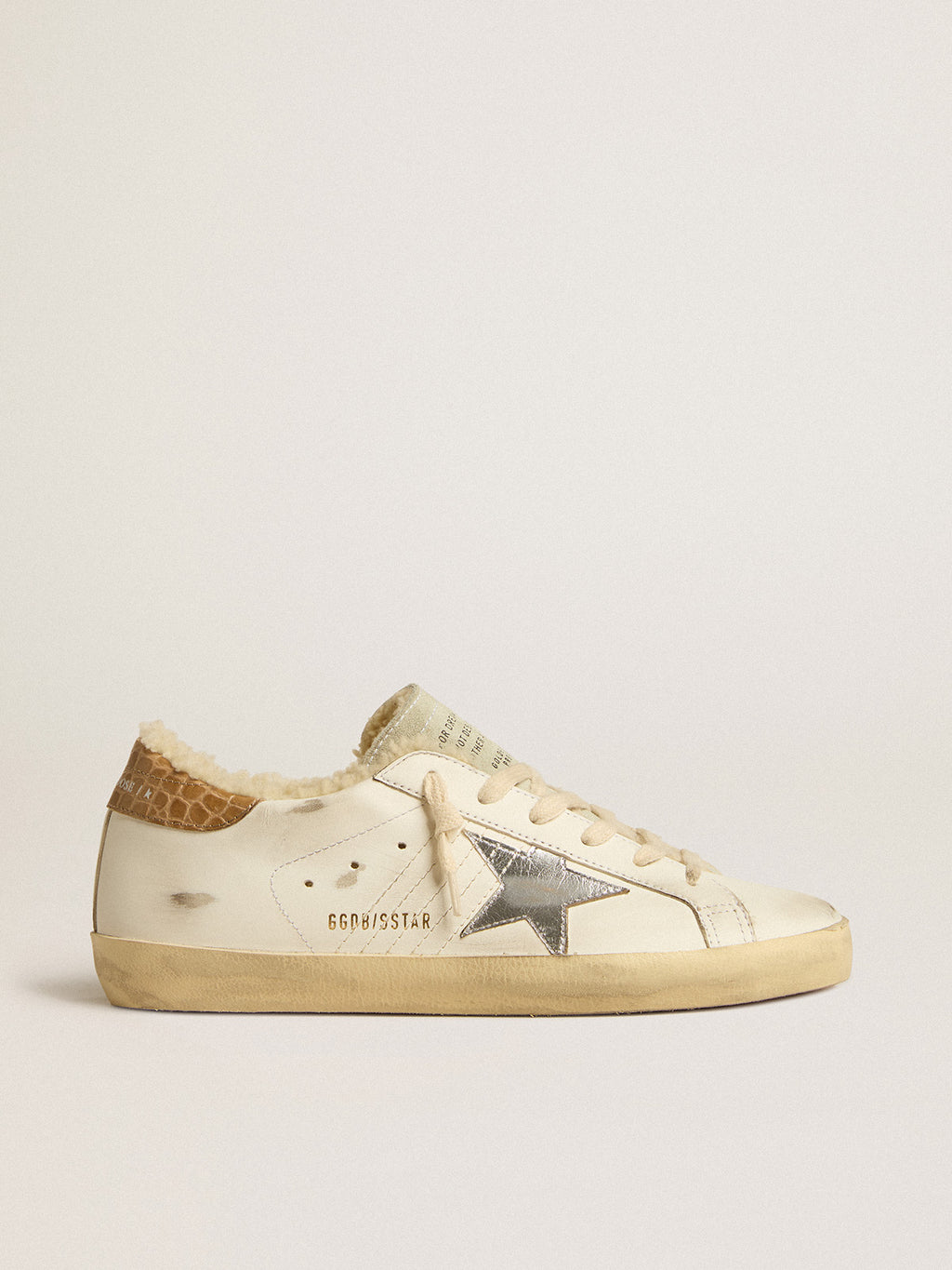 Super-Star with silver leather star and crocodile-print leather heel tab| Golden Goose