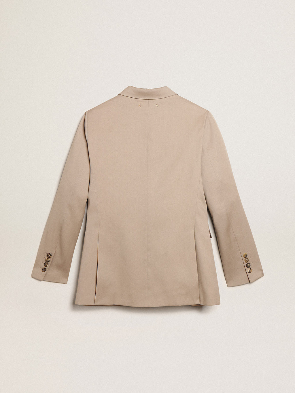 Double-breasted blazer in light beige wool gabardine| Golden Goose