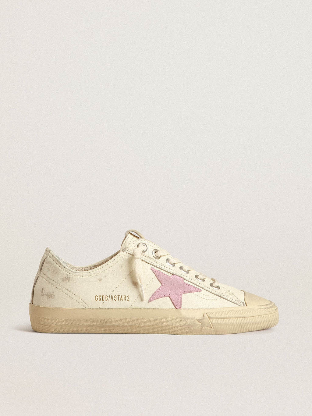 V-Star in beige nappa leather with old-rose suede star| Golden Goose