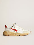 Men's Running Sole with leather star and heel tab with red print| Golden Goose