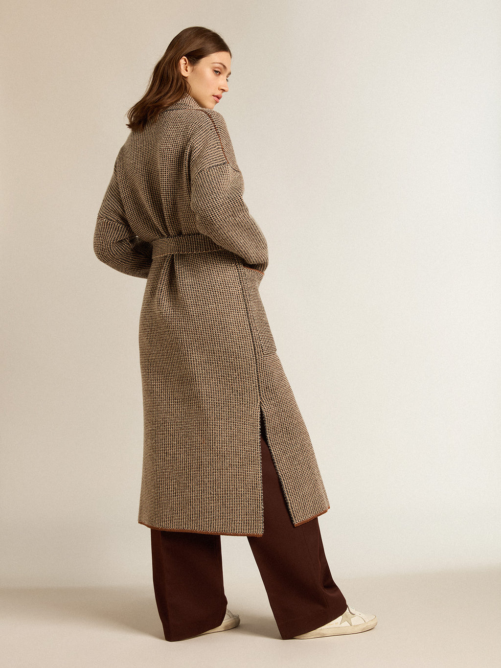 Long brown cardigan with belt| Golden Goose