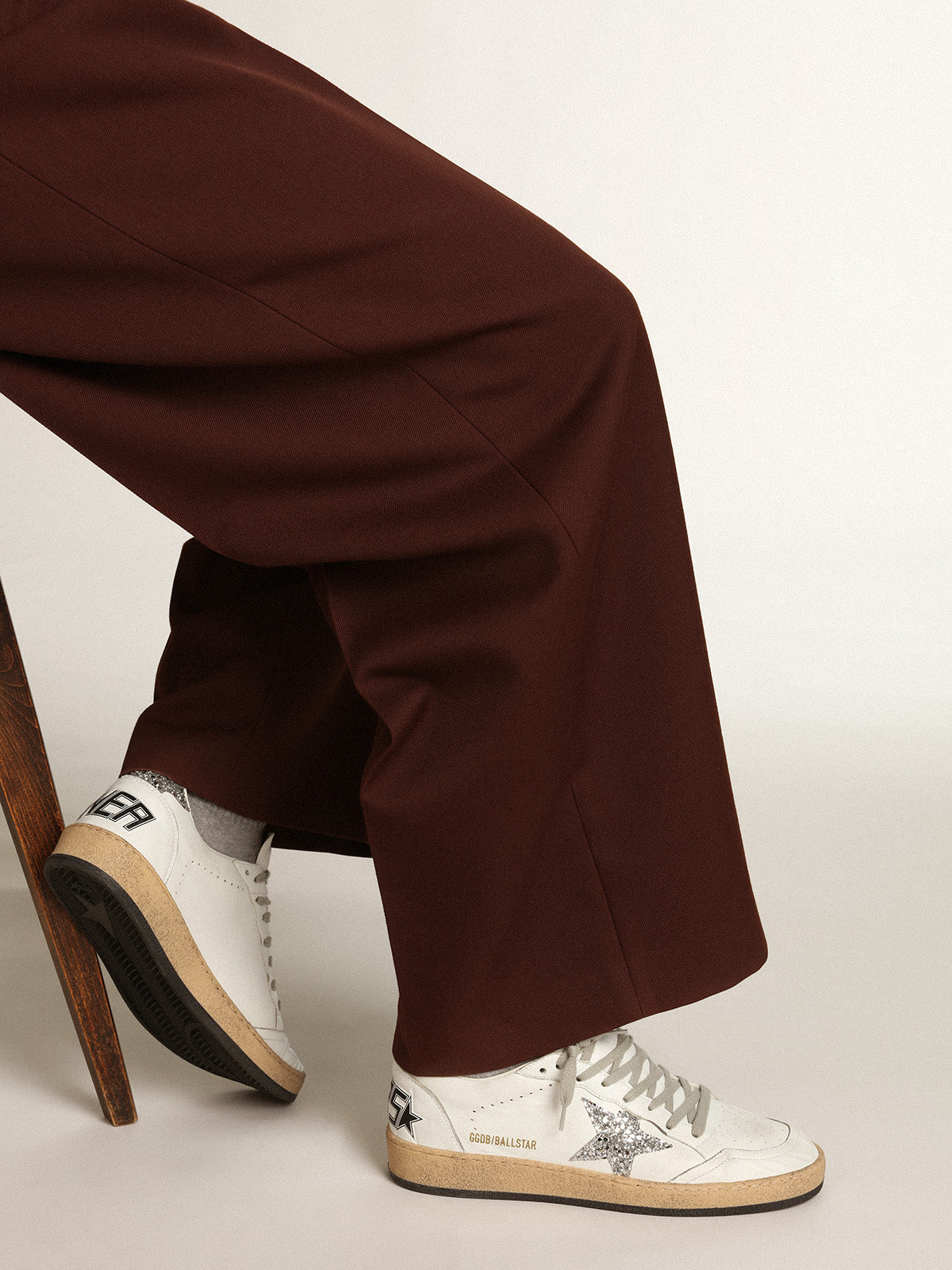 Women's Ball Star in nappa with white star and glitter heel tab| Golden Goose