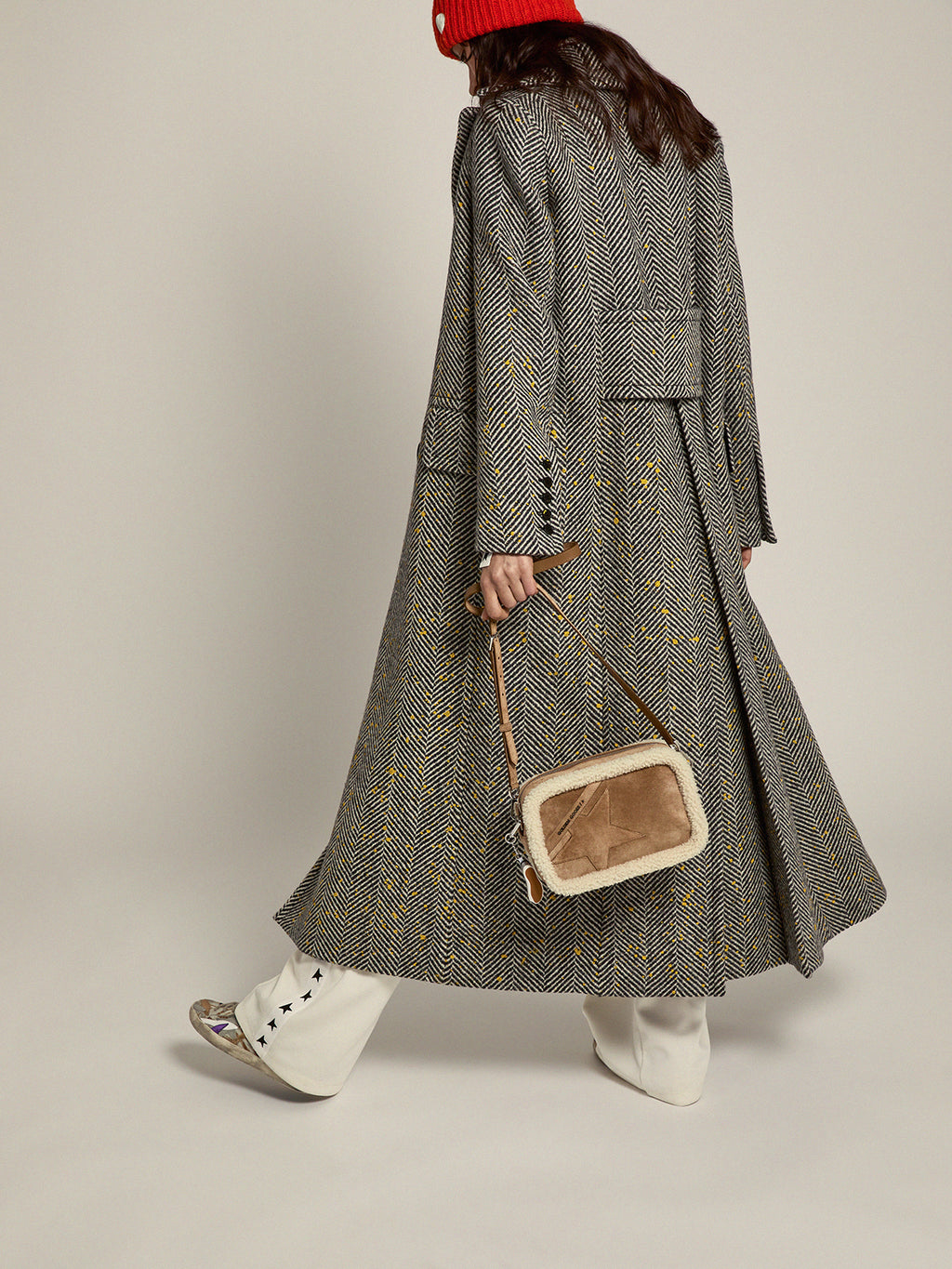 Women's long grey wool coat| Golden Goose