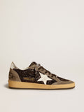 Women's Ball Star in glitter with leather star and metallic leather heel tab| Golden Goose