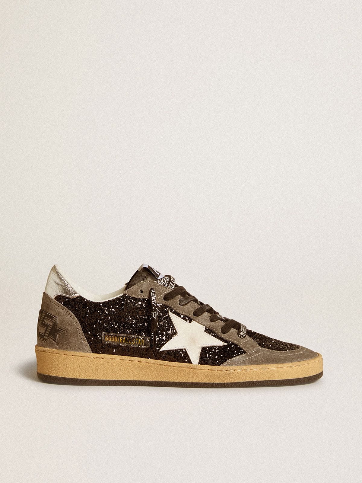 Women's Ball Star in glitter with leather star and metallic leather heel tab| Golden Goose