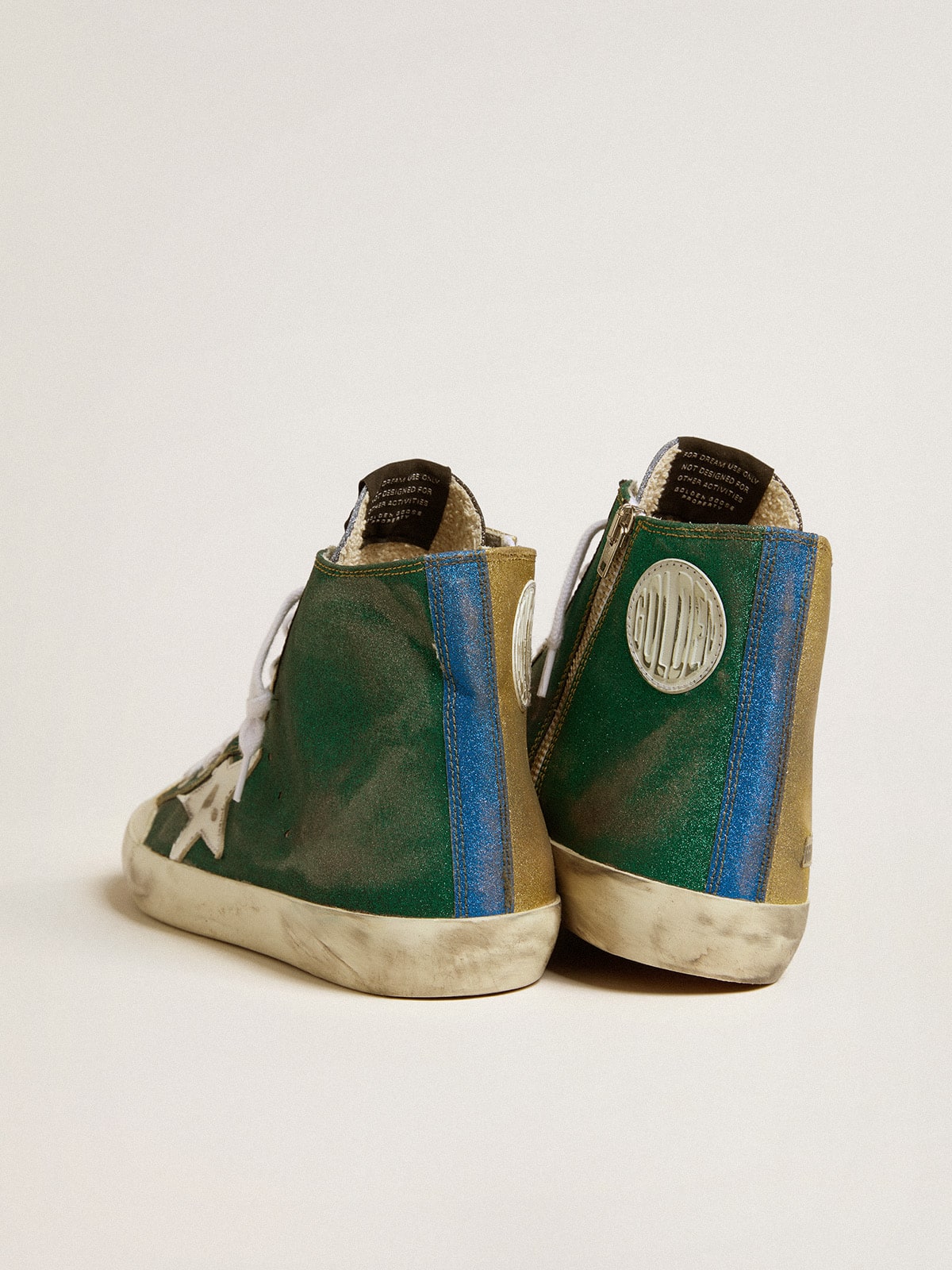 Men's Francy LAB in golden glitter with white leather star| Golden Goose