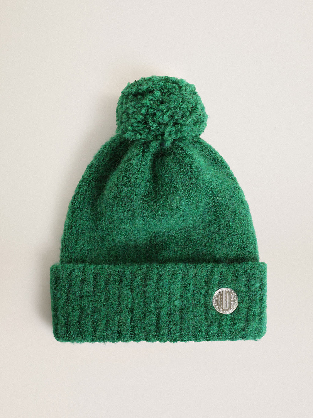 Journey Collection green wool beanie with pompom| Golden Goose